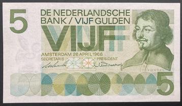 5 gulden 1966 bankbilj. - Vondel type I - UNC - Mevius 23-1a beschikbaar voor biedingen