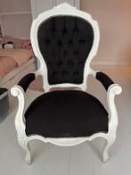 Barok stoel wit met zwarte bekleding, Huis en Inrichting, Ophalen, Gebruikt, Wit, Eén
