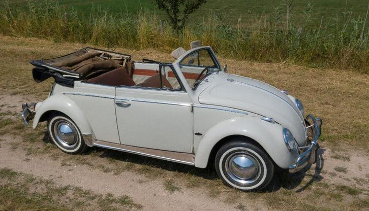 1962 VW Kever cabriolet, Auto's, Oldtimers, Particulier, Volkswagen, Benzine, Cabriolet, Handgeschakeld, Wit, Overige kleuren