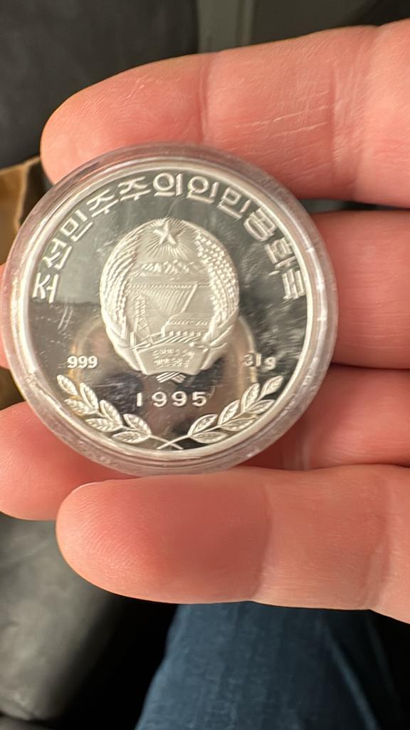 Noord-Korea 1995 Panda Zilveren Munt, Postzegels en Munten, Munten | Azië, Losse munt, Oost-Azië, Zilver, Verzenden