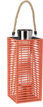 Ibiza windlicht bamboe roze, Ophalen of Verzenden, Nieuw