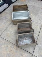 Vintage industriële metalen bakken 4x, Antiek en Kunst, Ophalen