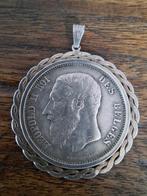 Zilveren munt Leopold ll in kadertje uit 1870, Ophalen of Verzenden