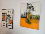 Set van 2 schilderijen, Antiek en Kunst, Kunst | Schilderijen | Abstract, Ophalen