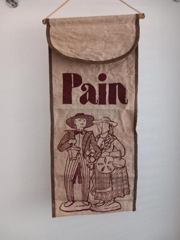 vintage broodzak, zak (stok)broodjes, Frans brocante linnen  beschikbaar voor biedingen