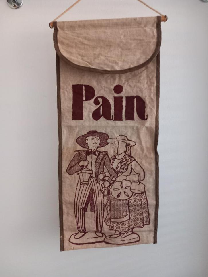 vintage broodzak, zak (stok)broodjes, Frans brocante linnen, Antiek en Kunst, Curiosa en Brocante, Verzenden