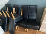 Lederen Eettafel stoelen 6x, Huis en Inrichting, Stoelen, Ophalen, Gebruikt, Zwart, Leer