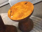 Bijzettafel massief hout diabolo stoer, Minder dan 55 cm, Rond, Nieuw, Ophalen of Verzenden