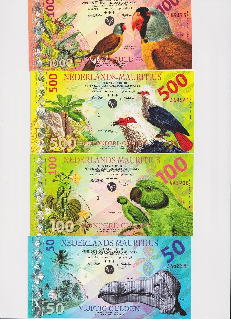 Nederlands Mauritius VOC Gulden biljetten - Fantasie -  UNC, Postzegels en Munten, Bankbiljetten | Nederland, Ophalen of Verzenden