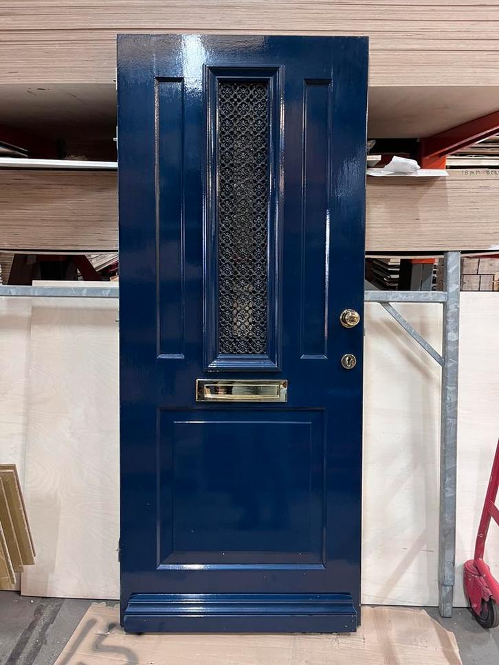 Hardhouten roostervoordeur 88x210 €700 incl, Doe-het-zelf en Verbouw, Deuren en Horren, Zo goed als nieuw, Buitendeur, 200 tot 215 cm