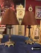 2 Brocante tafellampen antiek zilver lampvoet, Ophalen of Verzenden, Gebruikt, Overige materialen, Minder dan 50 cm