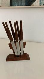 Vintage retro Elesva fruitmesje 6 stuks houten magneethouder, Ophalen of Verzenden, Zo goed als nieuw, Hout