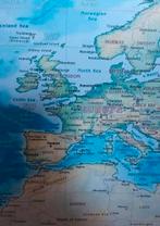 Wereldkaart 200 x 95 cm linnen, Huis en Inrichting, Ophalen, Gebruikt, 125 cm of meer, Schilderij