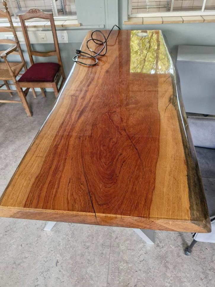 Unieke boomstamtafel buro met Walter Knoll onderstel, Huis en Inrichting, Bureaus, Gebruikt, Bureau, Ophalen