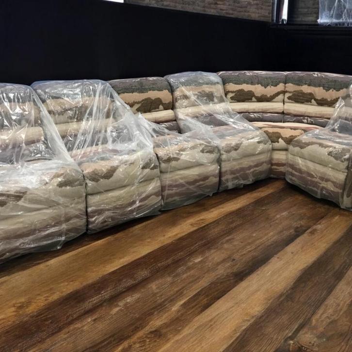 Hoekbank-rechte bank 6 p. met relax systeem in stof La-Z-Boy, Huis en Inrichting, Banken | Complete zithoeken, Nieuw, Stof, Ophalen