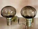 Vintage set glazen wandlampen, Ophalen of Verzenden, Gebruikt, Glas, Mid century