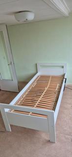 Electrisch verstelbaar eenpersoonbed, DeWert motor, 90x200cm, Ophalen, 90 cm, Eenpersoons, Wit