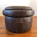 Vintage patchwork opbergpoef, vintage design, Ophalen of Verzenden, Zo goed als nieuw, Rond