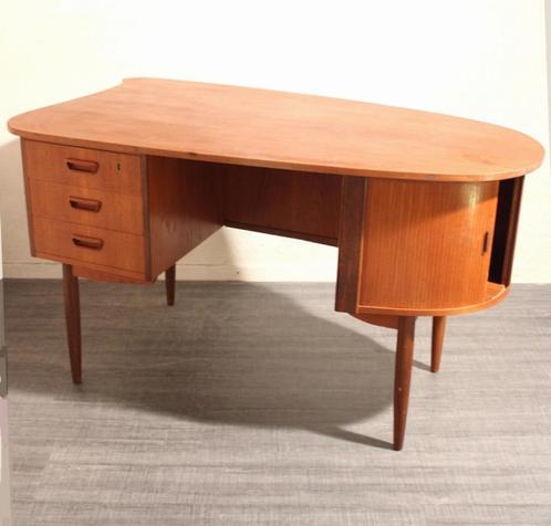 Deens jaren 60 teakhouten vintage design bureau, Huis en Inrichting, Bureaus, Gebruikt, Ophalen of Verzenden