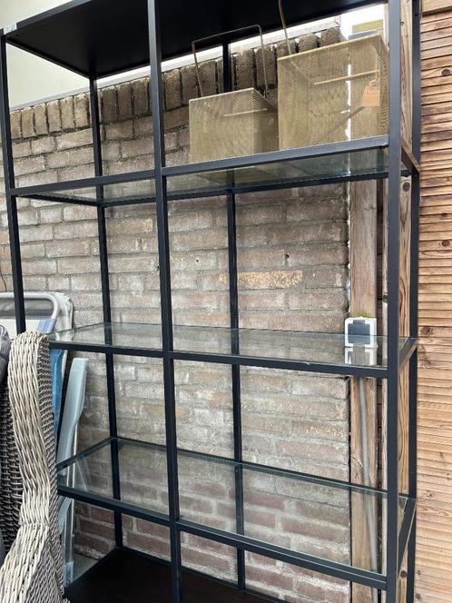 IKEA Vittsjö stellingkast zwart/glas 175x100x36, Huis en Inrichting, Kasten | Stellingkasten, Zo goed als nieuw, Ophalen of Verzenden