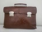 Vintage Schooltas / Aktetas Bruin, Gebruikt, Bruin, Aktetas of Boekentas, 30 tot 40 cm
