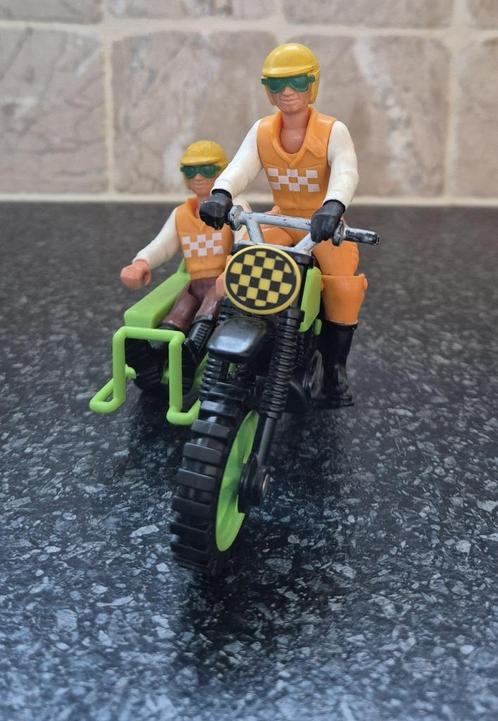 Vintage. Speelgoed motor met zijspan en poppetjes. Jaren 80., Kinderen en Baby's, Speelgoed | Speelgoedvoertuigen, Zo goed als nieuw