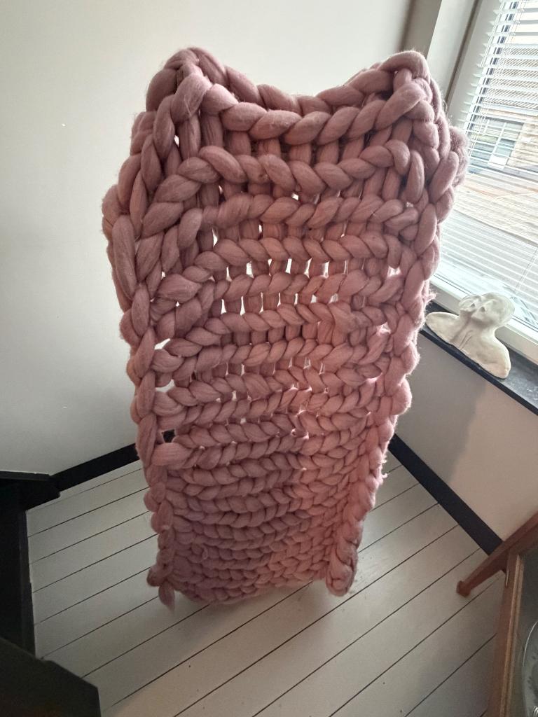 Oud roze Wollen handgemaakte deken, Ophalen, Nieuw