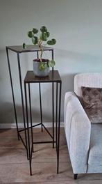 Bijzettafel Zuil zwart goud Plantentafel 2 stuks Pilaar, Ophalen, Nieuw