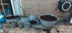 Partij zinken bakken & emmers, Ophalen, Gebruikt, Metaal, Tuin