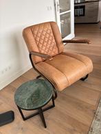 Bruine, leren fauteuil, Ophalen, Gebruikt, Minder dan 75 cm, Metaal