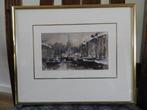 Aquarel - Grachtengezicht in de winter - Gesigneerd, Ophalen of Verzenden
