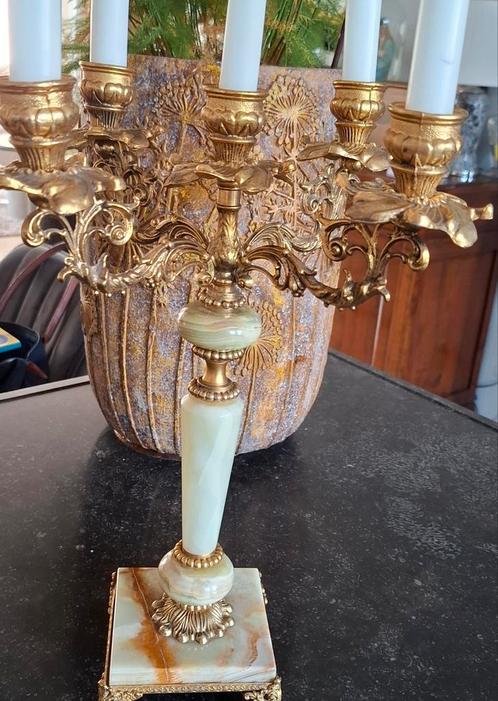 Schitterende antieke kandelaar brons met marmer, Antiek en Kunst, Antiek | Kandelaars, Koper of Brons, Ophalen of Verzenden