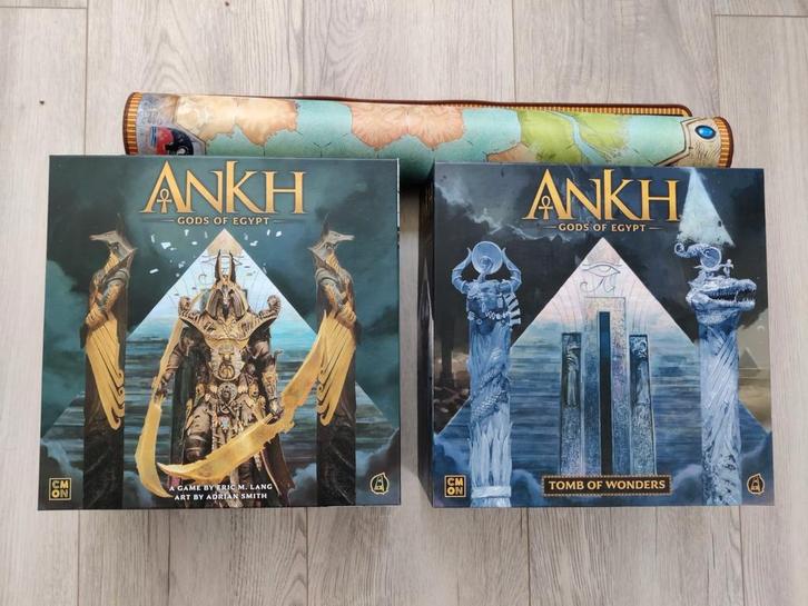 Ankh: Gods of Egypt met alle uitbreidingen, playmat, insert, Hobby en Vrije tijd, Gezelschapsspellen | Bordspellen, Gebruikt, Een of twee spelers