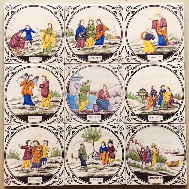Tegels Antiek Bijbels Polychrome Utrecht Ravesteyn, Antiek en Kunst, Antiek | Wandborden en Tegels, Ophalen of Verzenden