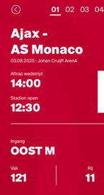 Ajax-monaco, Tickets en Kaartjes, Eén persoon, November