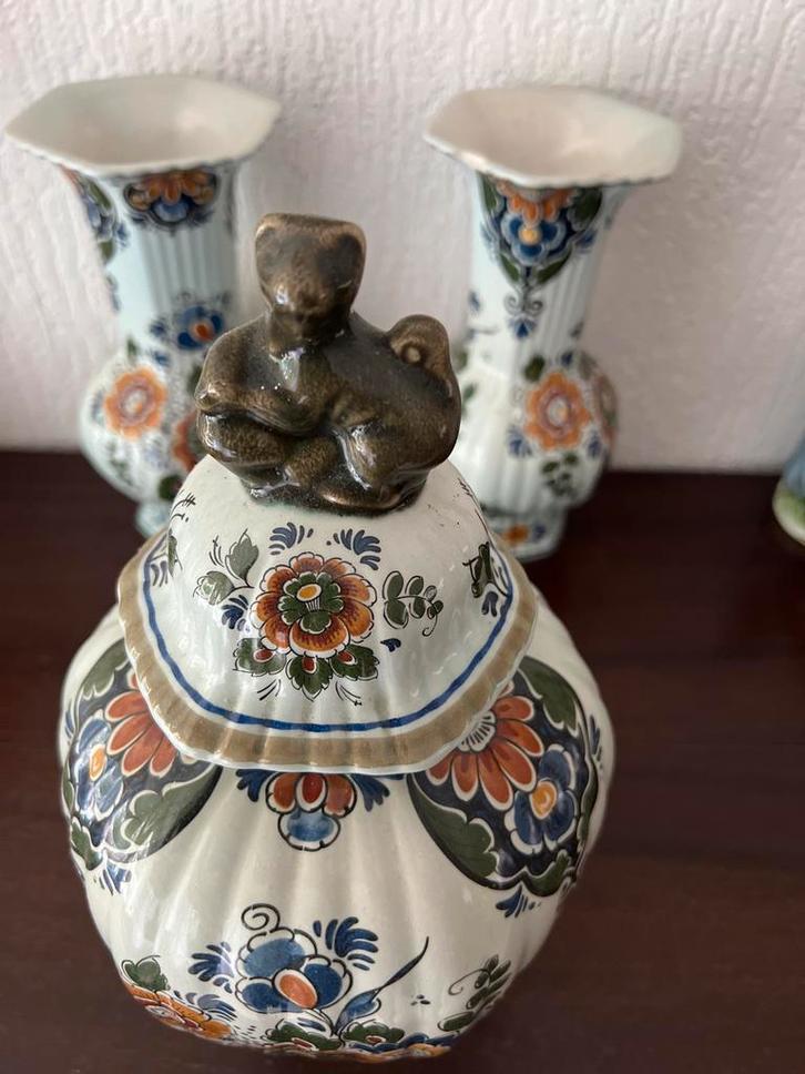 Delfts Blauw Pot met Deksel en Vazen, Antiek en Kunst, Antiek | Keramiek en Aardewerk, Ophalen of Verzenden