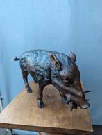 Bronzen beeld van een wild zwijn, Ophalen of Verzenden, Zo goed als nieuw, Wild dier, Beeldje of Figuurtje