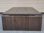 Vintage Leolux houten salontafel design Harry de Groot tafel, Gebruikt, 100 tot 150 cm, ., 50 tot 100 cm