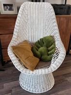 Vintage Rotan Stoel, Huis en Inrichting, Ophalen, Gebruikt, Wit, Riet of Rotan