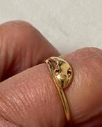 Geel gouden ring slang robijntjes 750, Sieraden, Tassen en Uiterlijk, Antieke sieraden, Goud, Ring, Verzenden