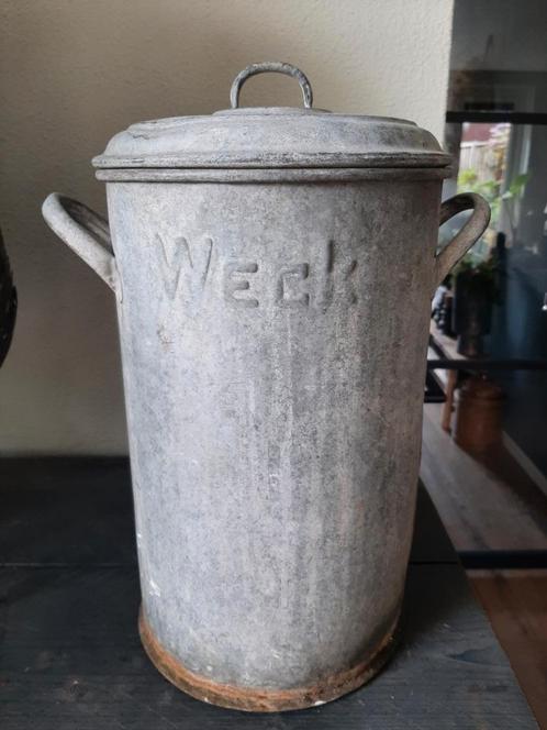 Zinken weckketel, Tuin en Terras, Bloembakken en Plantenbakken, Gebruikt, Metaal, Minder dan 30 cm, Minder dan 60 cm, Rond, Ophalen of Verzenden