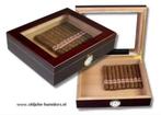 H14 HUMIDOR AKTIEPRYS TEAK GROOT VENSTER MERK HUMIDOR ANGELO, Verzamelen, Rookartikelen, Aanstekers en Luciferdoosjes, Nieuw, Tabaksdoos of Verpakking