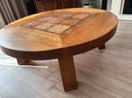 Vintage Eiken Salontafel met Tegels, Ophalen, Gebruikt, 100 tot 150 cm, 50 tot 100 cm