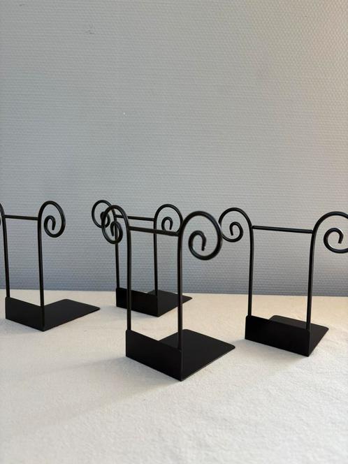 Vintage bruin metalen 2 set van 2 swirl boekensteunen h15cm, Diversen, Bureau-accessoires, Zo goed als nieuw, Ophalen of Verzenden