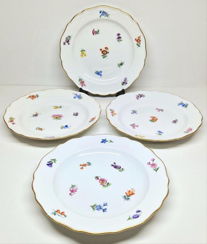Meissen porseleinen dessertborden streublumen decor 1900., Antiek en Kunst, Antiek | Porselein, Ophalen of Verzenden