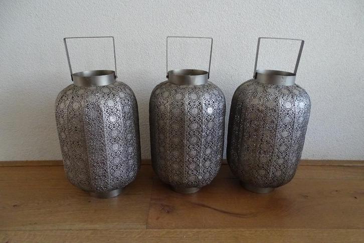 3 sfeervolle windlichten € 4,00 per stuk, Huis en Inrichting, Woonaccessoires | Kandelaars en Kaarsen, Zo goed als nieuw, Kandelaar