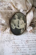 Oud zakspiegeltje-make up spiegeltje uit France 'PiFrance, Antiek en Kunst, Curiosa en Brocante, Ophalen of Verzenden