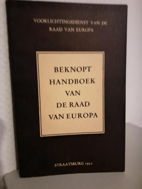 BEKNOPT HANDBOEK VOOR DE RAAD VAN EUROPA (1952), Boeken, Geschiedenis | Wereld, Zo goed als nieuw, Europa, 20e eeuw of later, Ophalen of Verzenden