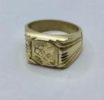Vintage zegelring heren goud 750 18K gemerkt brons goud, Sieraden, Tassen en Uiterlijk, Antieke sieraden, Verzenden, Goud, Ring