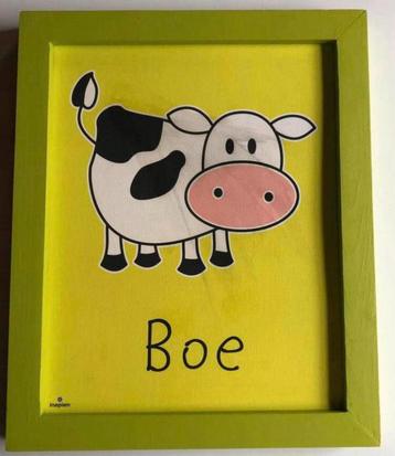 Inipien canvas in houten lijst afbeelding koe BOE 34 x 28 cm beschikbaar voor biedingen